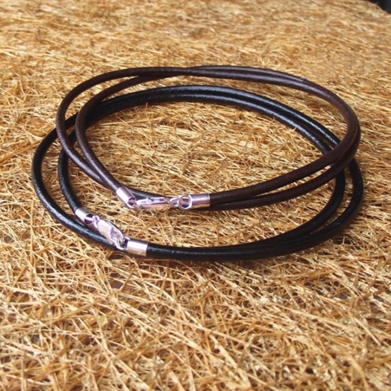 3.0mm black leather cord necklace 3