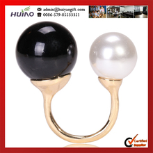 Free Shipping Diameter 1.8cm and 1.4cm Pearl Beads Gold Plated New Design Fashion Double Pearl Ring