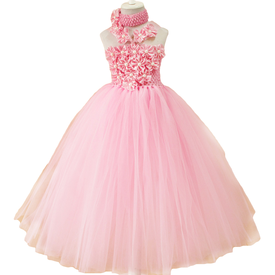 pink flower tutu dress for baby girls wholesale retail summer handmade ...