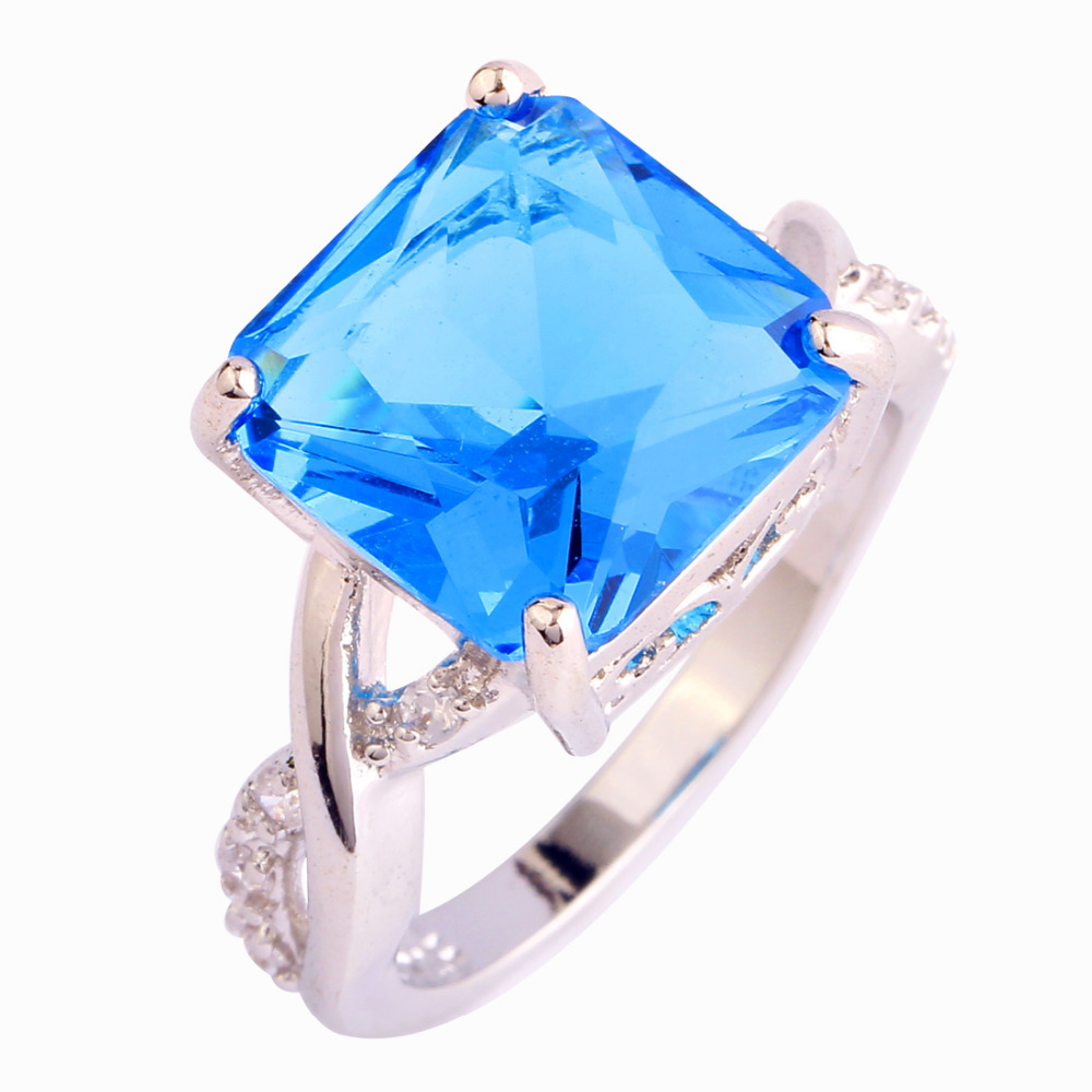 New Fashion Rings Saucy Blue Topaz 925 Silver Ring For Anniversary Size 6 7 8 9
