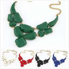 Vintage Jewelry Fashion 2015 New 5 Colors Crystal Resin Statement Necklace & Pendants For Women Collier Femme 2015 New Gift