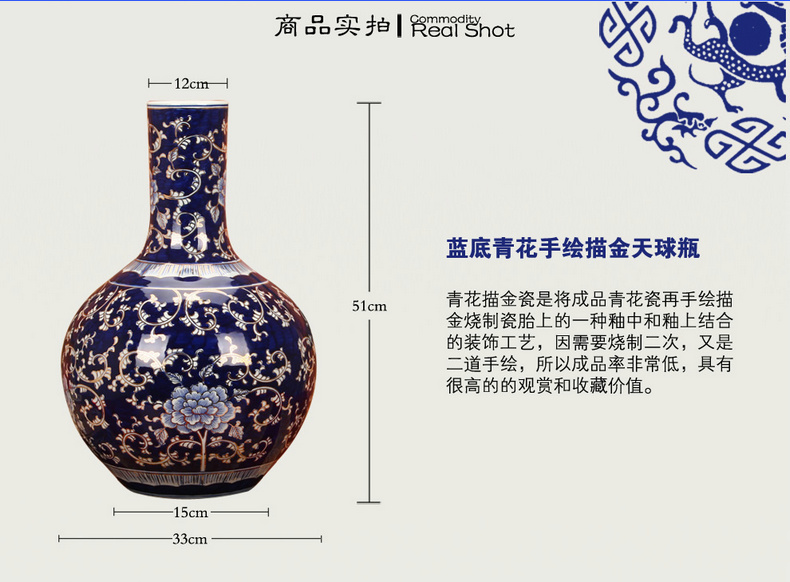 Blue and white porcelain vase jingdezhen ceramics vase hand painted peony Chinese style household vase for wedding decoration (3)