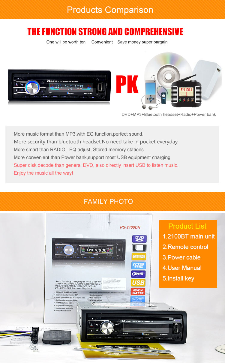 2016 New 12V Car CD DVD Player Stereo FM Radio MP3 Audio Player Support Bluetooth Phone with USB/SD MMC Port In-Dash 1 DIN 2100 2016 New 12V Car CD DVD Player Stereo FM Radio MP3 Audio Player Support Bluetooth Phone with USB/SD MMC Port In-Dash 1 DIN 2100