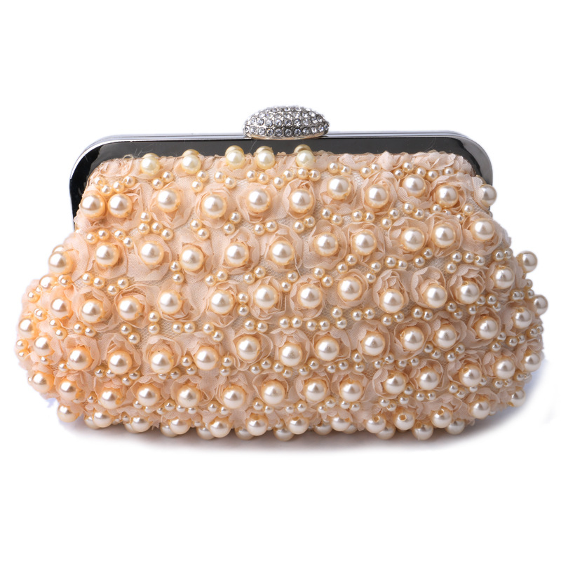 rose gold beaded clutch bag