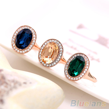 Women s Fashion Korean 9K Rose Gold Plated Crystal Alloy Party Jewelry Ring 1UAN