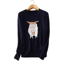 100% cashmere owl pattern pullovers contract color O-neck long sleeve autumn/winter standard sweaters outwear clothings