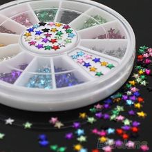 12 Colors 3D Pentagram Stickers DIY Decoration Beauty Studs Nail Art Tips Wheel 4BNT