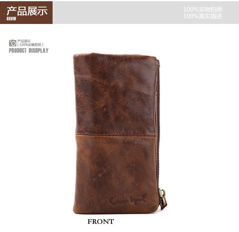 Hot Sales 2015 New Brand Men's Casual Long Wallet Genniune Leather
