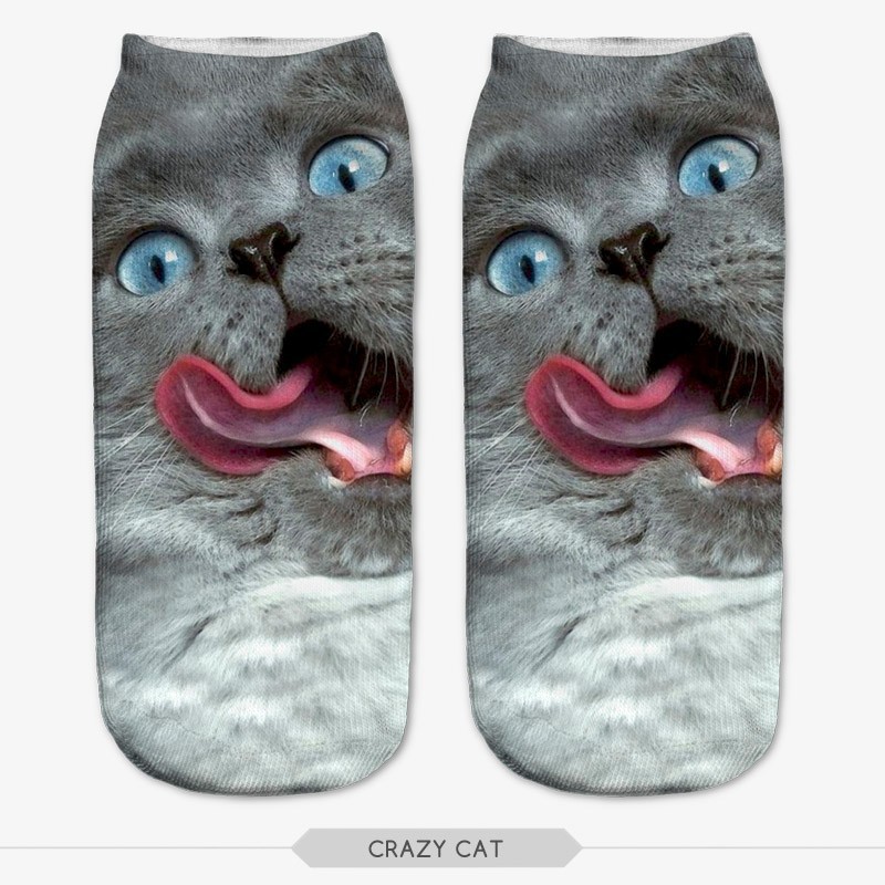 3D Sock Print Lovely Cat Time limited Ruched Polyester Contrast Color Meias Women Socks Casual Cute