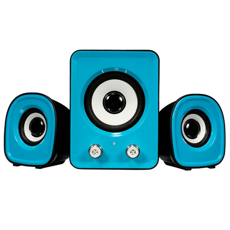 1 Main Speaker+2 Small Speaker 1 Set Mini Multimedia Stereo Desktop Portable Computer PC Speaker USB 2.1 Subwoofer Blue/White