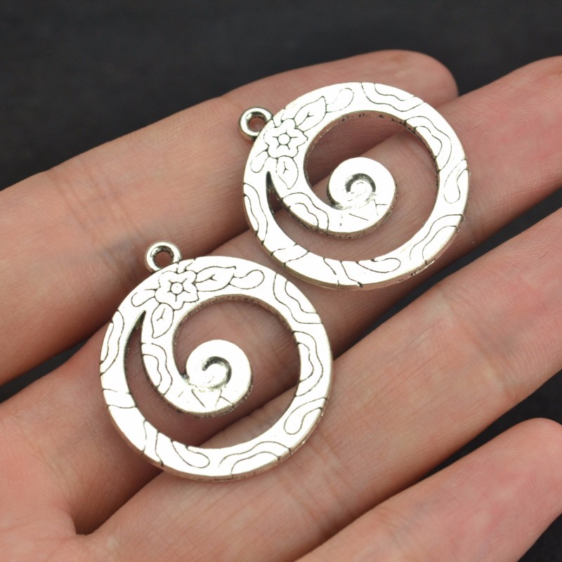 5 x Filigrana Acero Redondo Árbol Hueco STAIINLESS Colgante 19x15mm