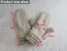 Vintage handmade fingerless gloves for women Female tactical long heated with cashmere lining warm winter bicycycle