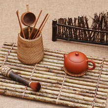 Handmade bamboo Merlot row natural woven insulation cushion curtain tea cup pad Kung Fu tea tea accessories bamboo mat