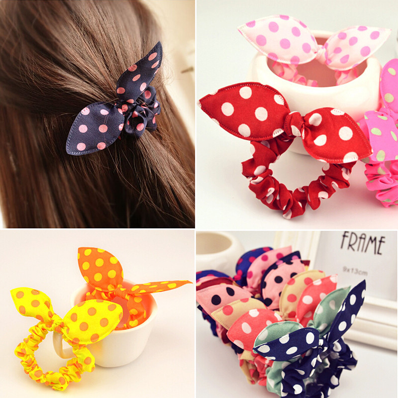 Free-Shipping-1pcs-Fashion-Hair-Band-Girl-Hair-Accessory-Rabbit-Ears-Hair-Tie-Polka-Dot-Elastic