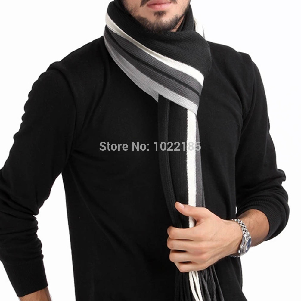 2015 fashion designer Men Classic Cashmere Scarf Winter Warm Soft Fringe Striped Tassel Shawl Wrap striped