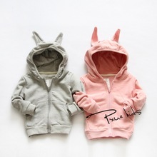 2015 new Autumn&spring cartoon rabbit Children Outerwear vestidos hooded girls boy sweatshirt kids clothes,moleton infantilfree