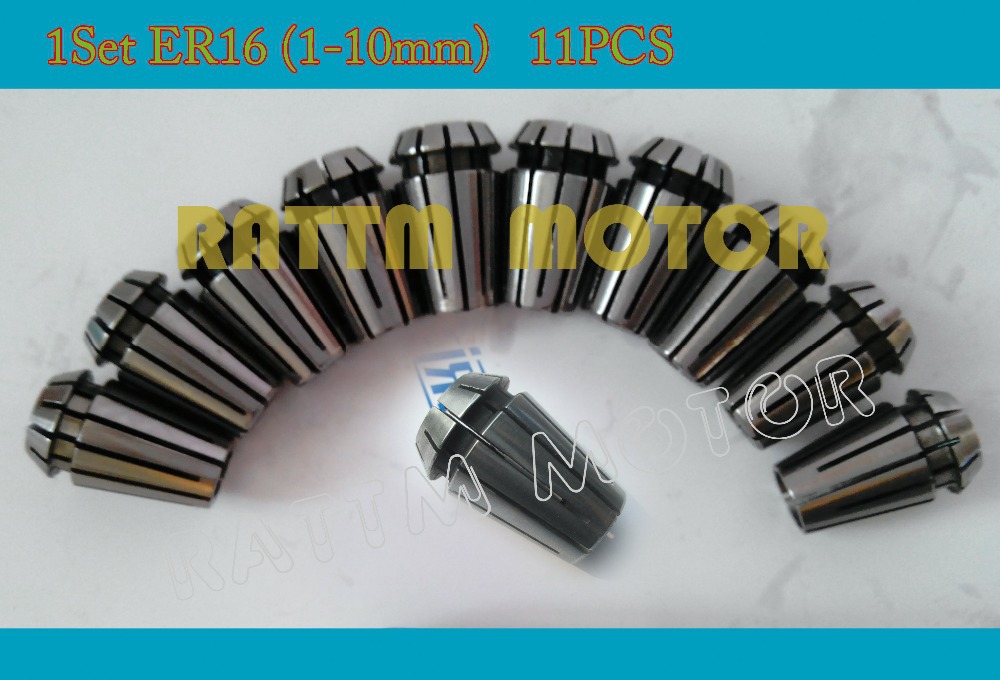 Free shipping 1set ER16 1 10mm 11PCS collet beating 0 1mm precision spring collet for CNC
