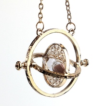 2014 New Fashion Gold Time Turner Necklace Hermione Granger Rotating Spins Hourglass Free Shipping