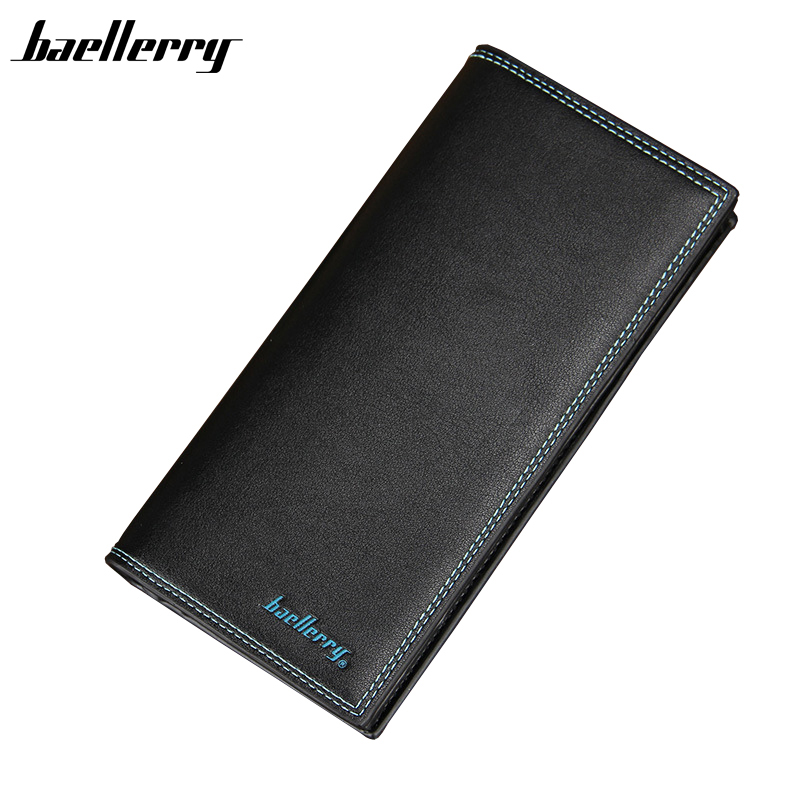 BAELLERRY Brand Men Wallets Ultra Thin Wallet For Mens PU Leather Card Horder Black Long Slim ...