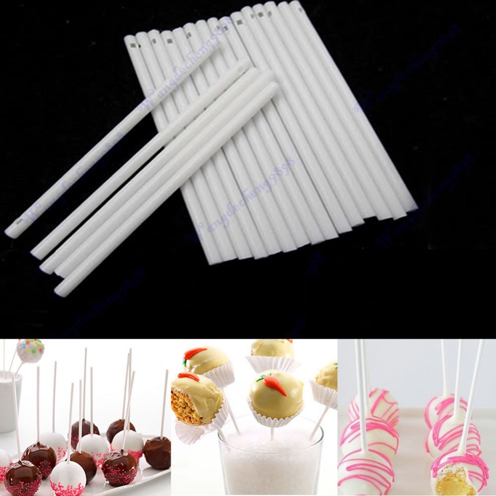 A96 Free Shipping 100 pcs Pop Sucker Sticks Chocolate Cake Lollipop Lolly Candy Making Mould White