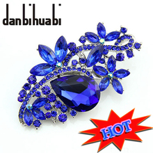 danbihuabi brand Brooches for women crystal large Brooch Rhinestone Bouquet wedding accessories sapphire jewelry lapel pin