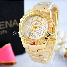 2015 Fashion Luxury Brand Geneva Quartz Gold Watch For Women Wristwatches Clock reloj montre relogio feminino