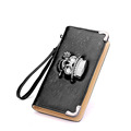 Chic Classy Zipper Wallet 2016 New Fashion Rose And Skull Rhinestone Billfold Women Designer Embossed Leather