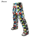 New brand colorful Grid winter warm thick waterproof windproof ski pants men oudoor sports snowboard skiing