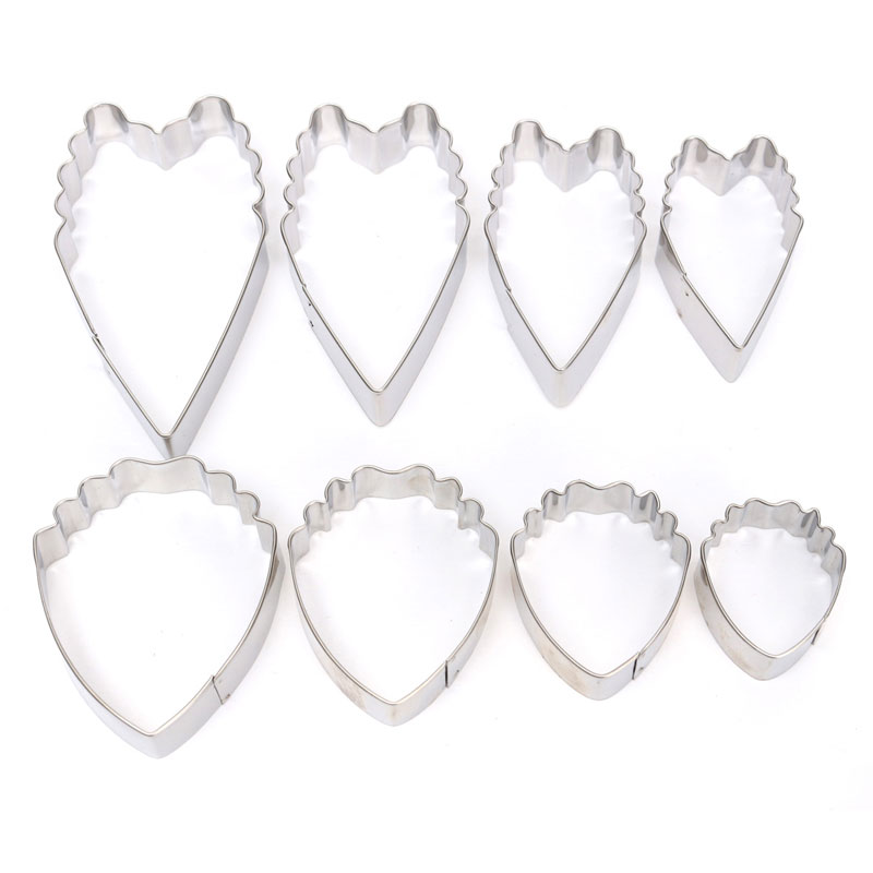 4x Stainless Steel Heart Peony Flower Cookie Fondant Cake Paste Mold Cutter Tool