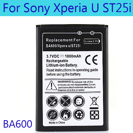 BA600 Battery For Sony Ericsson Xperia U ST25i Replacement 1800mAh Bateria Free Shipping High Quality