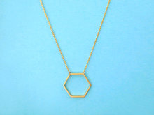 2016 New Geometric Gold Hexagon necklace for Women Simple Plain Long Chain Jewelry Necklace EY N142