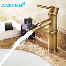 Free shipping bathroom basin faucet vintage style Brass single handle hot and cold luxury gold color tap bamboo special design