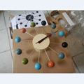 Free Shipping Metal Wall Clock with Wooden Balls 14 inch 