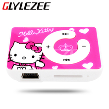 Hot Sell Mini Hello Kitty MP3 Music Player Clip MP3 Players Support TF Card With Hello KItty Earphone&Mini USB