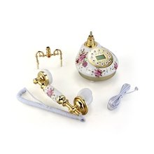 Retro Vintage Antique Style Floral Ceramic Home Decor Desk Telephone Phone IN STOCK FREE SHIPPING
