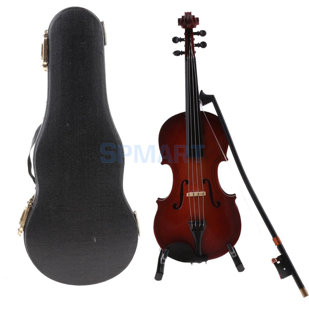 1/6 Scale Action Figures Dollhouse Wooden Violin Musical Model w/ Stand Box 