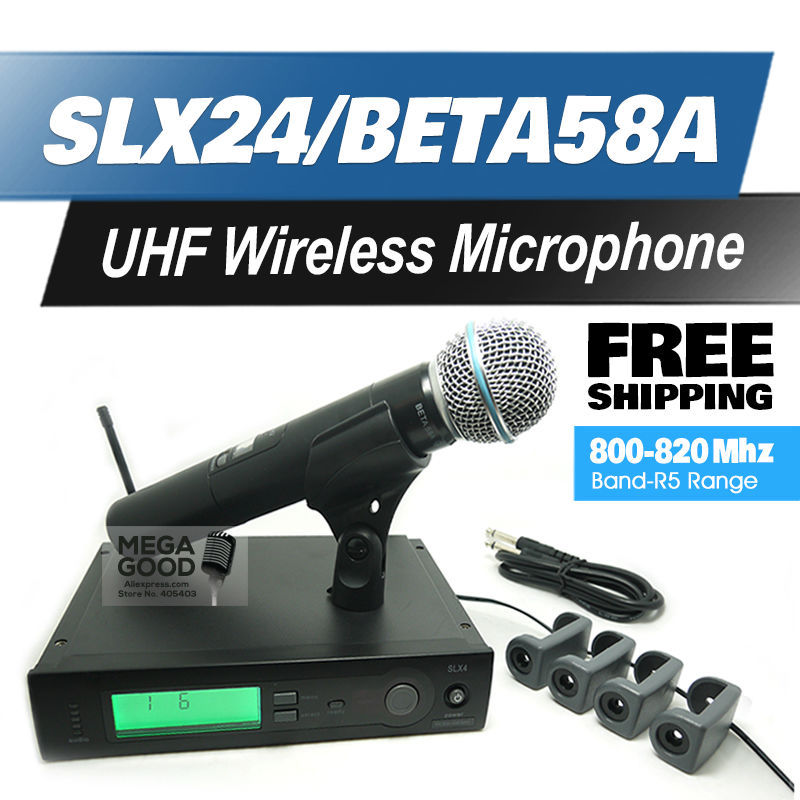 Free shipping,  SLX  SLX24 / BETA 58  WIRELESS MICROPHONE UHF wireless vocal microfone system with 3 pin handheld beta 58 mic