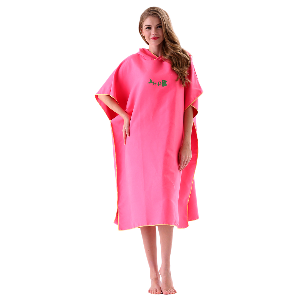 Unisex Changing Robe Poncho Towel & Hood for Surf Beach Kayak 109 x 91 cm 