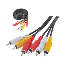 5pc/lot 10ft Triple 3 Male RCA Composite Audio Video DVD TV Cable Cord Black