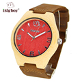 iBigboy Men Bamboo Watch Women Round Wooden Japan Quartz Watches Leather Strap Brand Mens Wristwatch Gift