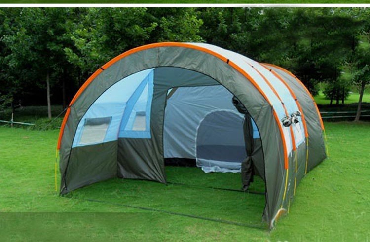 1x 480310210cm big doule layer tunnel tent 5-10 person outdoor camping family party hiking hunting fishing tourist tent house (1)