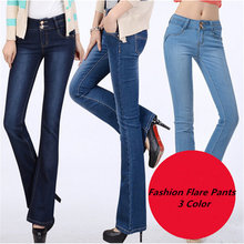 Large Size Elastic High Waist Flare Jeans Skinny Female Straight Boot Cut jeans Slim Fit bell-bottomed pants Trousers For Women