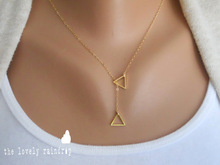 2015 Fashion Necklace For Women Gold Rhodium Plated Triangle Lariat Necklaces Lady Accessories Collier Feminino