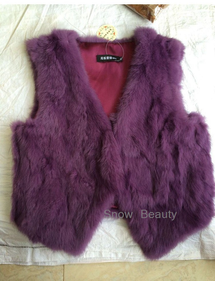 women rabbit fur vest short (32)