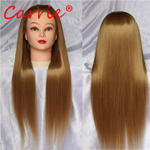 Wholesale head hair with 24″ long brown natural hair mannequin head with hair training mannequin head for hairdressers wig head