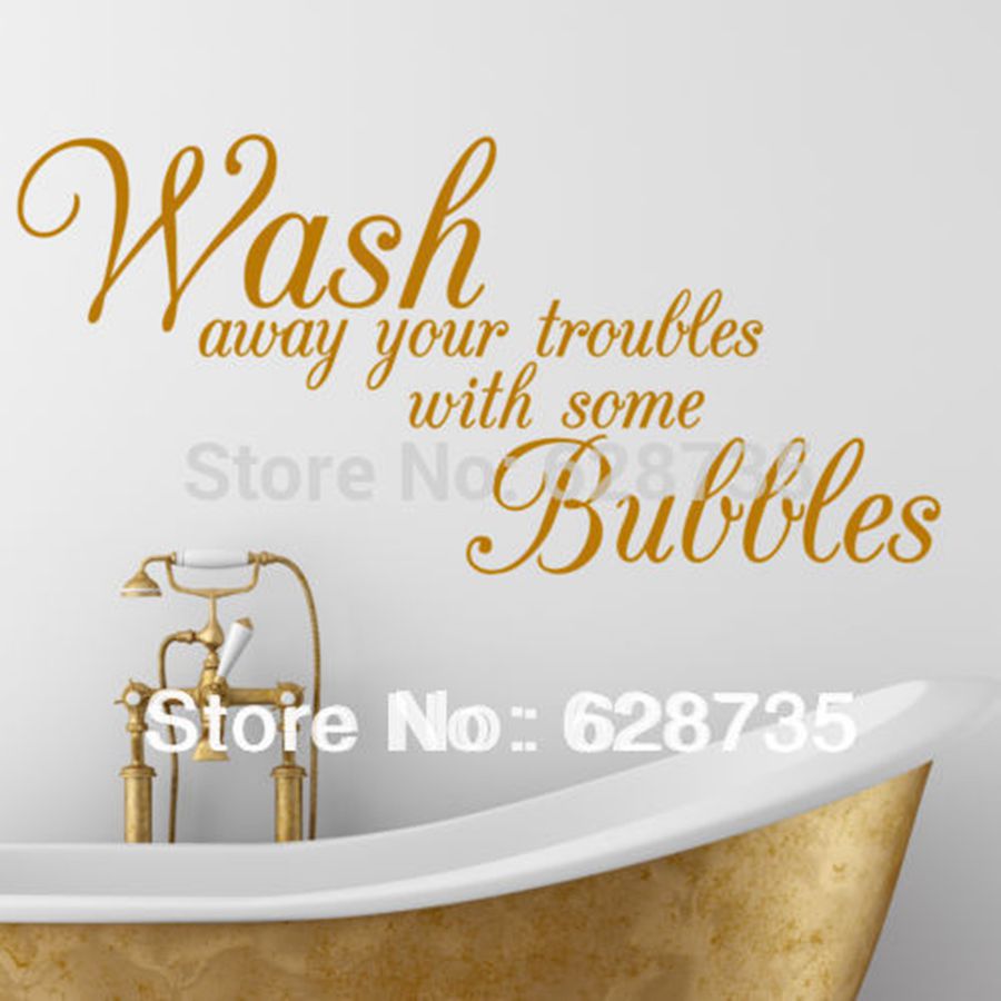 Free Shipping Wash Away Your Troubles waterproof removable vinyl wall art decal stickers decorative Bathroom Quote