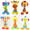 Cute Hanging Safety Plush Toy 22CM Hand Bell Rattles Infant Toys Elephant giraffe dog monkey duck