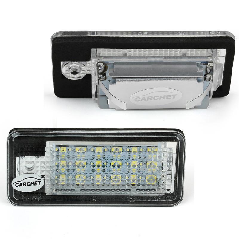 CARCHET 2 White 18 LED 3528 SMD License Plate Lights Lamps Bulbs for AUDI A3 8P A6 4F A4 B6 Q7 TDI