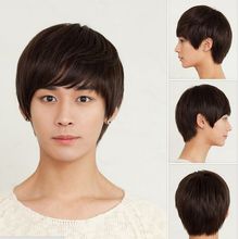 Hot! Handsome boys wig New Korean short Natural black and Brown Men’s hair Cosplay wigs men student Hair wigs Free Shipping
