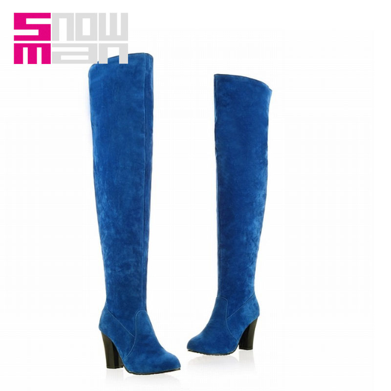 Women Boots Nubuck Thick High Heels Boots Knight Boots Over the Knee Boots Winter Boots